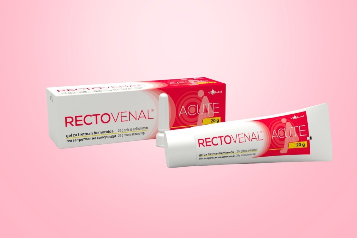 rektovenal acute krema na roze pozadini